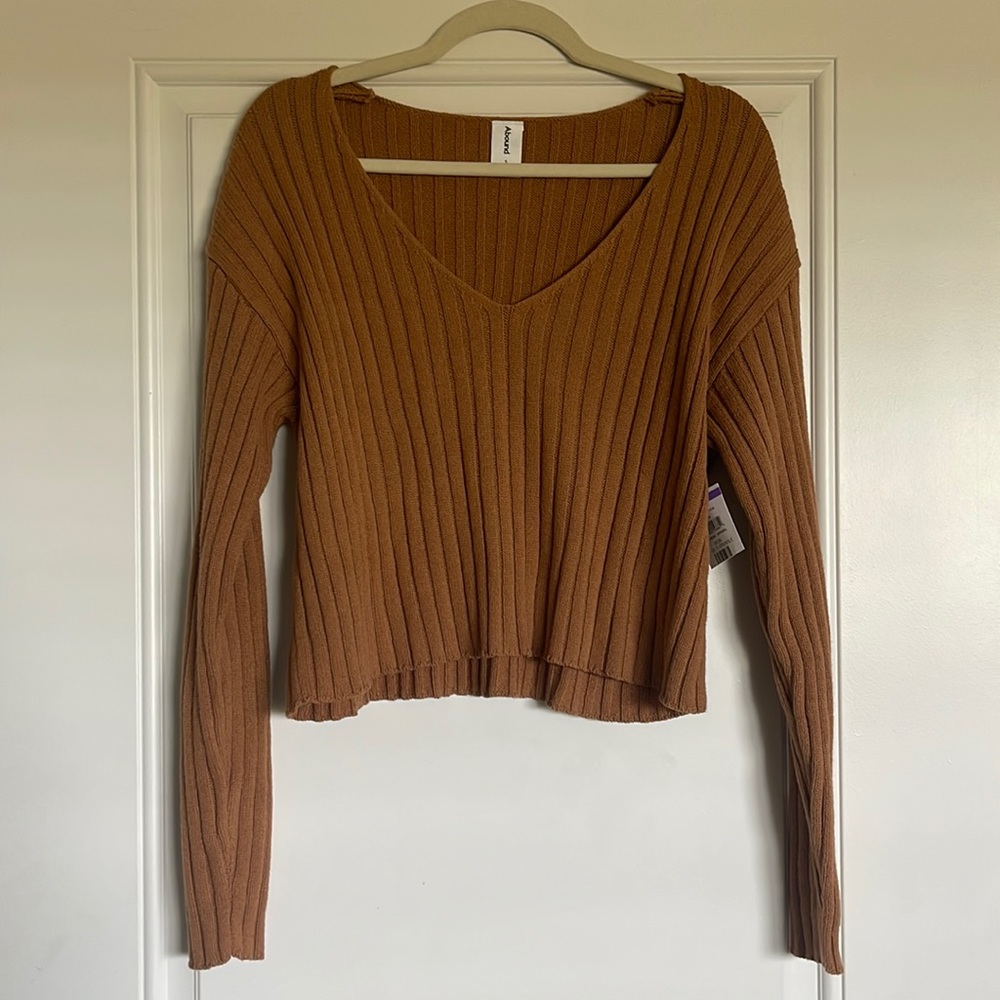 Abound Nordstrom cropped ribbed v-neck sweater